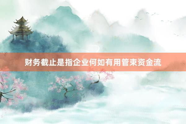 财务截止是指企业何如有用管束资金流